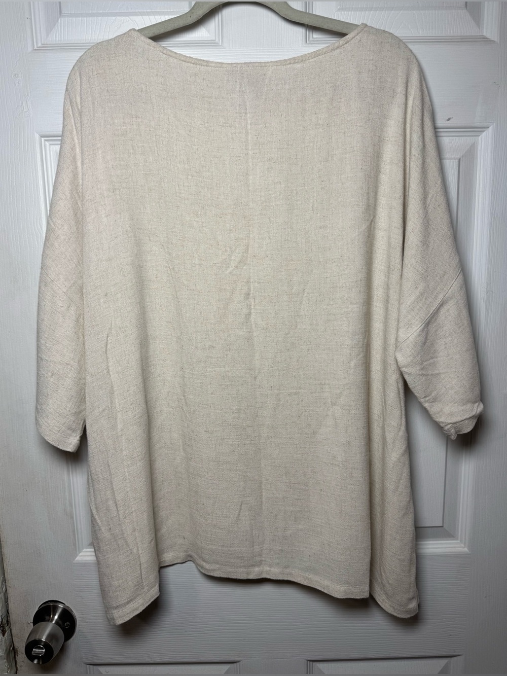 Chico's‎ Linen Blend Cream Tunic Top Women’s (3) US XL Sleeve Button Detailing - Picture 8 of 11